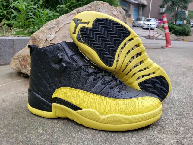 Nike Air Jordan 12 Yellow Black Men's Basketball Shoes-29 - Click Image to Close